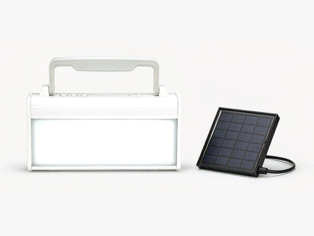 Solar emergency light IS-E200 with separate solar panel — reference image of a typical configuration