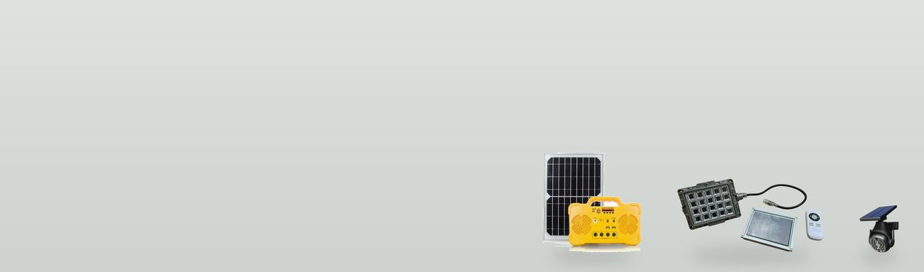 Solar home lighting kit, solar flood light kit and solar motion sensor wall light — supplier product photos on a plain studio background