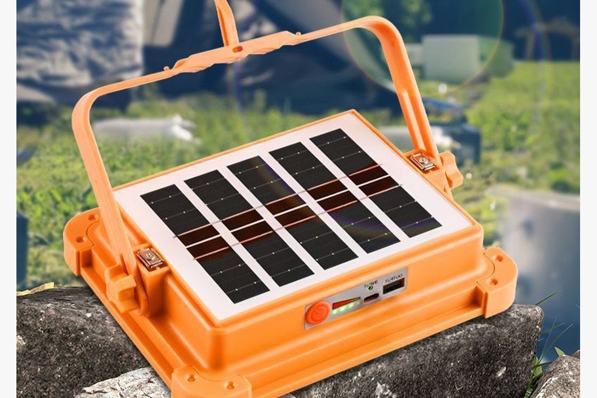 IS-L330 charging from a solar panel outdoors